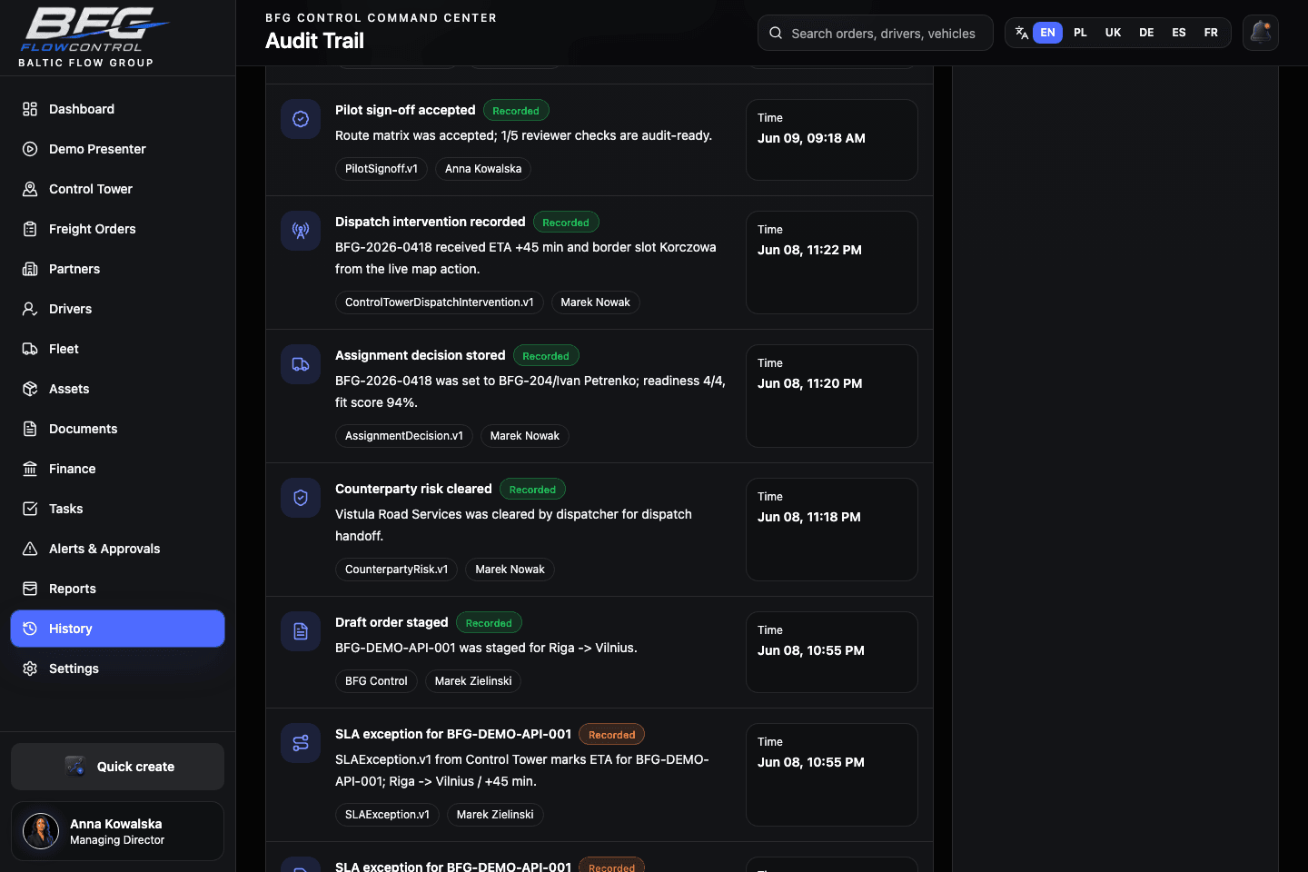 Assignment decision audit proof screenshot