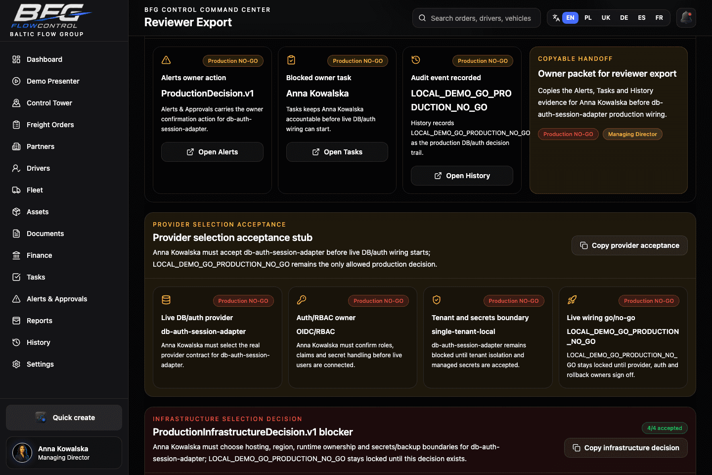 Provider selection acceptance screenshot